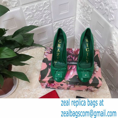 Dolce  &  Gabbana Block Heel 10.5cm Leather Sicily Pumps Green 2021